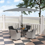 Luxury Rattan Garden Dining Set W/ Parasol, Cushions