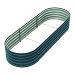 160/240cm W X 80cm D X 42cm H Green Raised Garden Bed With Safety Edging & Ground Stakes Oval-shaped Galvanised Steel Raised Garden Bed | Large | Dark Green
