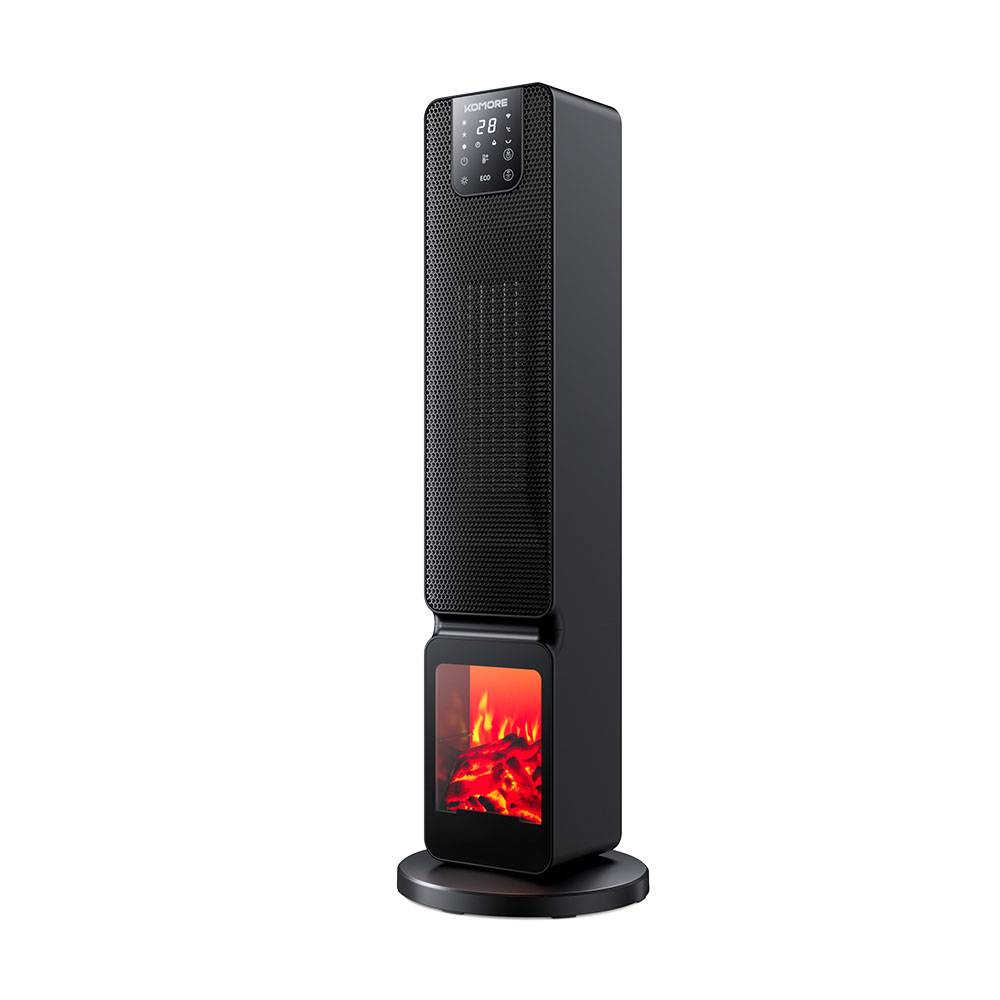 Smart Ptc Tower Heater With Wifi – Black Abs, Remote Control, Led Display, Adjustable Thermostat, 800w/2000w