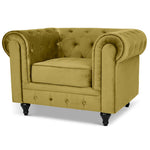 Button Tufted Velvet Living Room Armchair | Gold