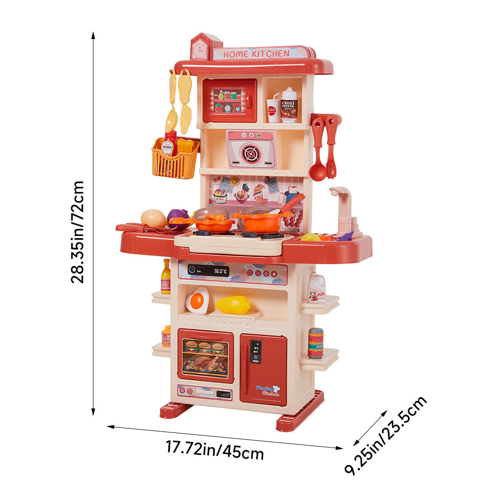Children Pretend Kitchen Playset 43pcs Toy Accessory Set | Red