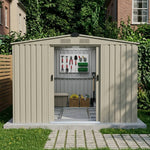 Breeins 12 x 10ft Outdoor Steel Garden Storage Shed with Foundation, Double Sliding Doors, 4 Vents, Large Storage House