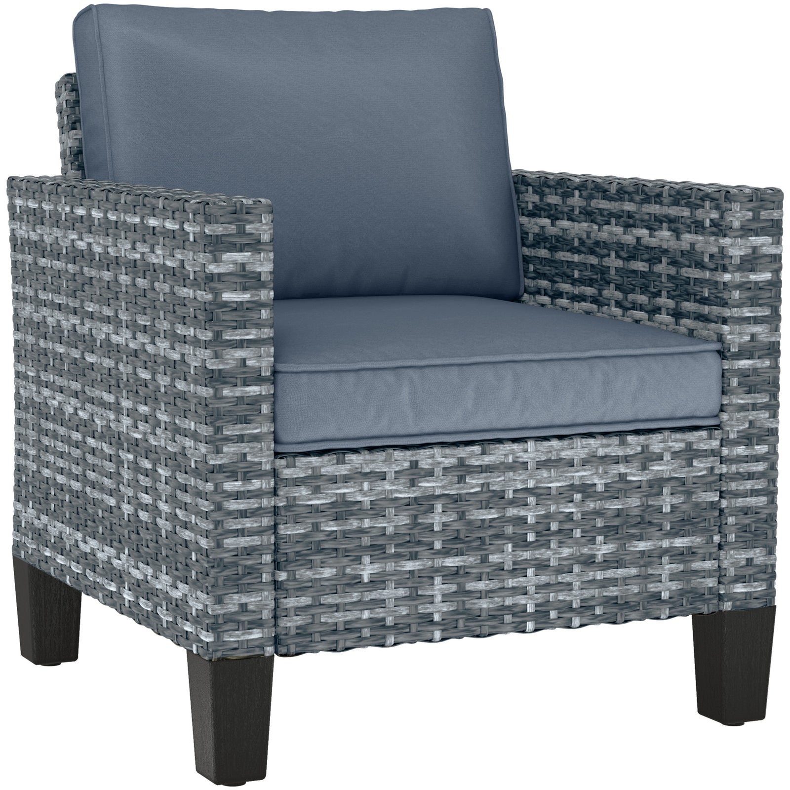 Single Rattan Chair, Garden Armchair W/ Cushions | Light Grey