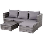 Rattan Garden Sofa Set Storage Table Wicker Patio Lounger | Gray