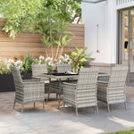 6 Seater Rattan Garden Furniture Set With Cushions | Gray