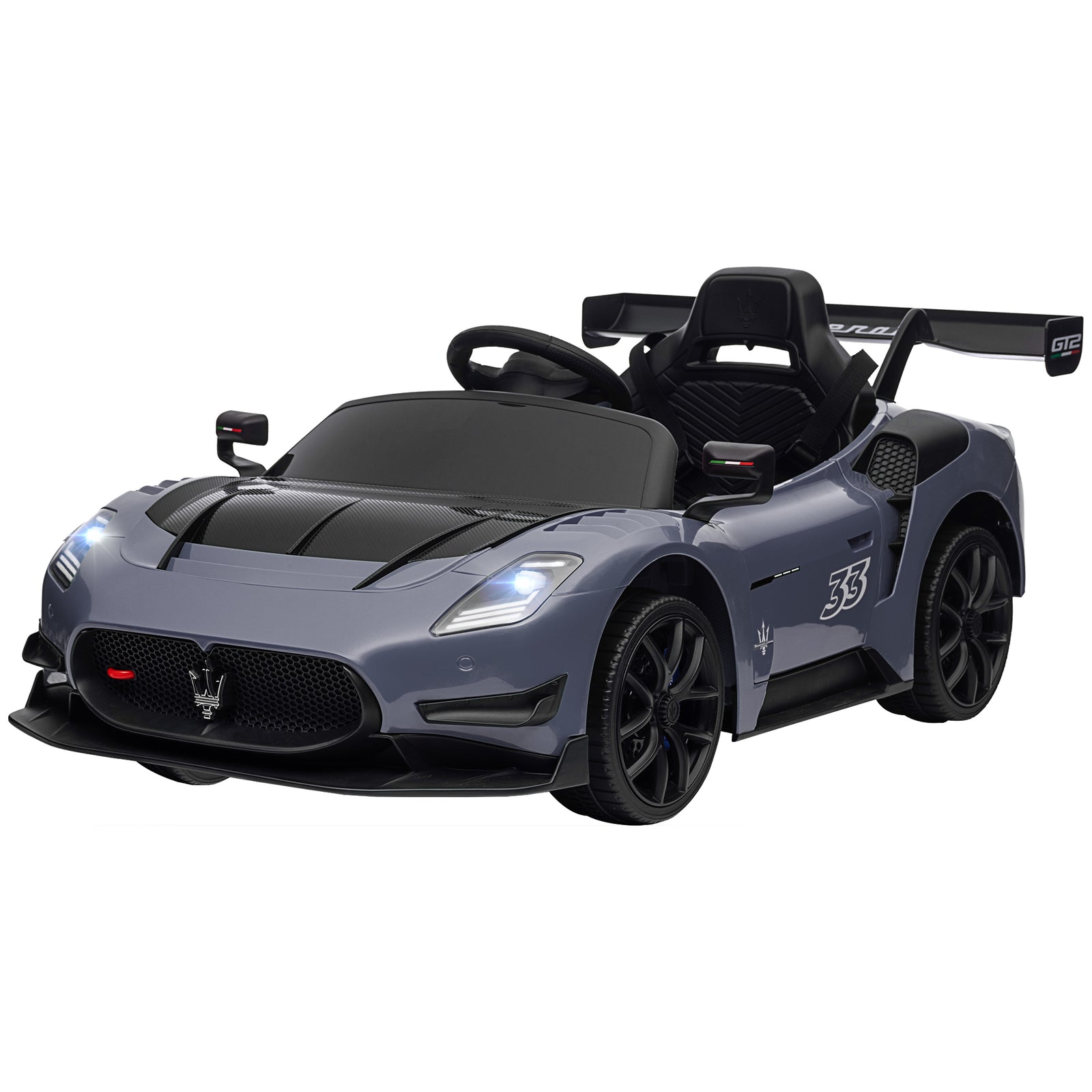 Maserati Gt2 Licensed 12v Electric Ride On Car W/ Remote | Grey