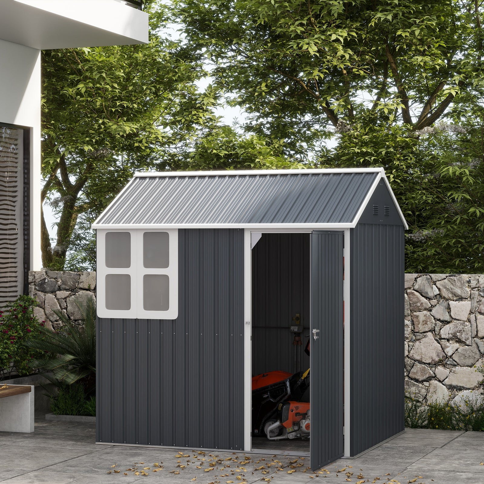 7 X 6 Ft Metal Garden Shed Outdoor Storage Shed