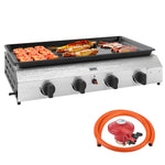 Gas Grill, Gas Bbq W/ Non-stick Griddle For Camping | Large | Silver