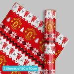 Manchester United FC Christmas Gift Wrap, 2 Sheet 2 Tag, Official Product