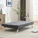 Modern Grey Fabric Sofa Bed With Folding Design – Tufted Upholstery, 28d Sponge Filling & Sturdy Iron Legs
