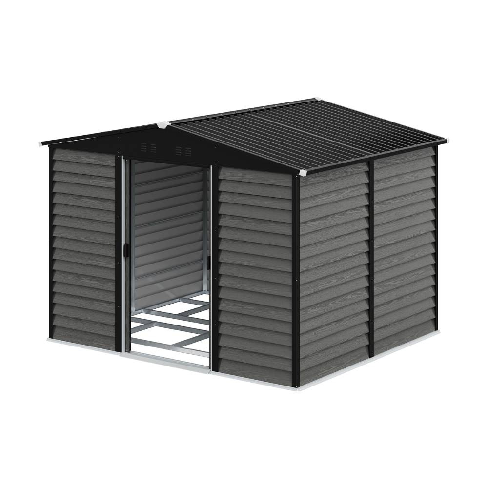 10 X 8ft Metal Storage Shed With Foundation, Double Sliding Doors & Vents, Weatherproof Outdoor Tool Shed For Garden Or Backyard