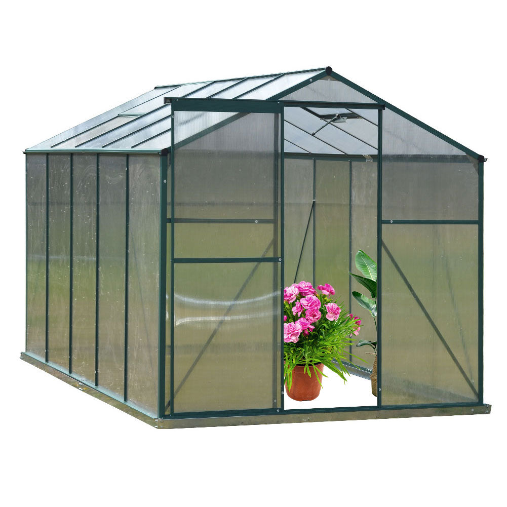 10 x 4/6/8/10 FT Green Aluminium Hobby Greenhouse With Openable Window | Large | Clear