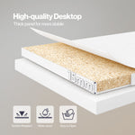 Corner Desk L Shaped With Drawers Power Outlet Office Gaming Wood White | White