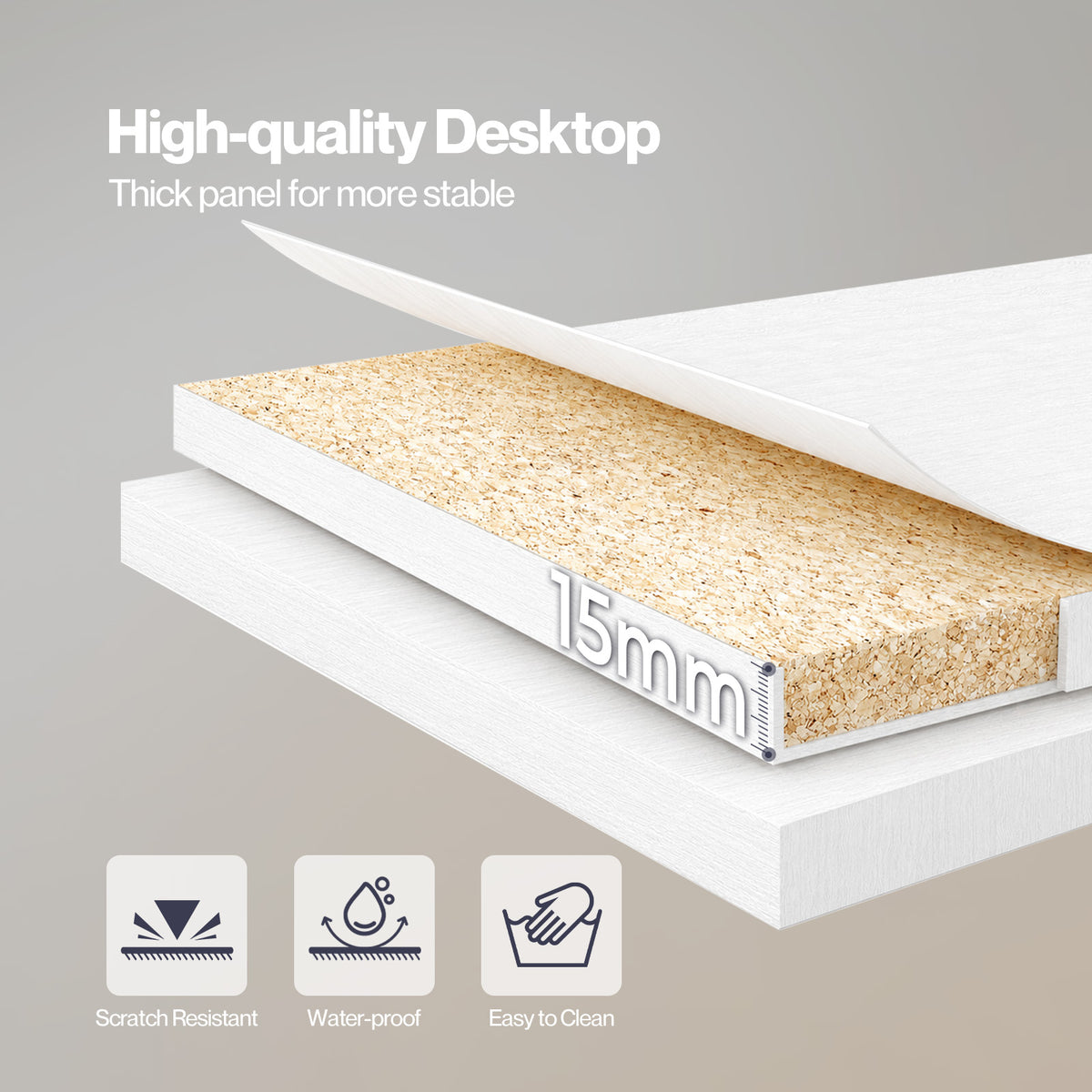 Corner Desk L Shaped With Drawers Power Outlet Office Gaming Wood White | White