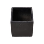 Cube Shaped Cement Planter Flower Pot With Drainage Holes | Small | Black