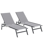 Sun Loungers For Garden Set Of 2 With Side Tray Table | Grey