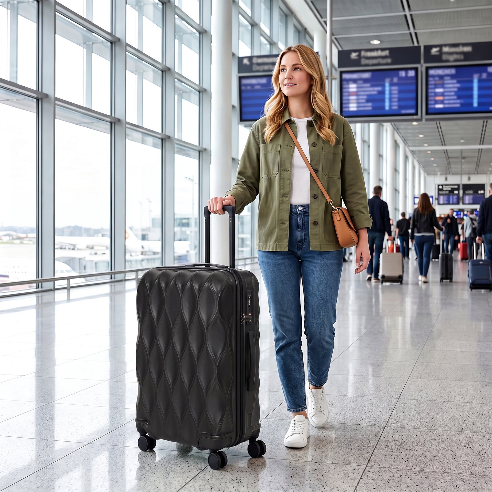 Suitcase, Hard Shell Carry On Luggage With Tsa Lock | 64l | Black