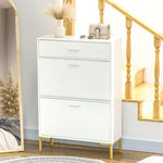 Shoe Storage Cupboard With 2 Flip Doors Sliding Out Drawer | One Size | White