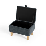 Dark Grey Linen Upholstered Storage Ottoman Footstool