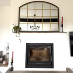 Tomi - Metal Arched Lattice Window Mirror | 95cm x 120cm | Black & Gold