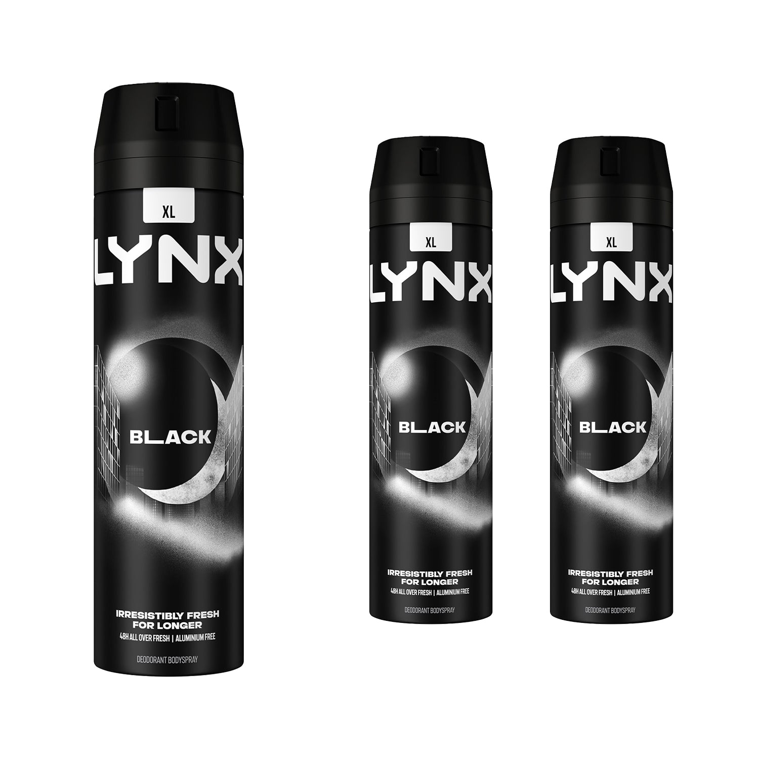Xl Black 48h Fresh Frozen Pear & Cedarwood Scent Body Spray Deo, 3x 200ml