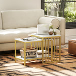 Coffee Table Set, Marble-effect, Steel Frame