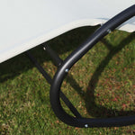 Double Rocking Sun Lounger  With Armrest And Headrest Pillow | Beige