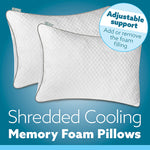 Cooling Memory Foam Pillow 70x45cm Adjustable Orthopaedic Support Washable Cover | Set-of-2 | White