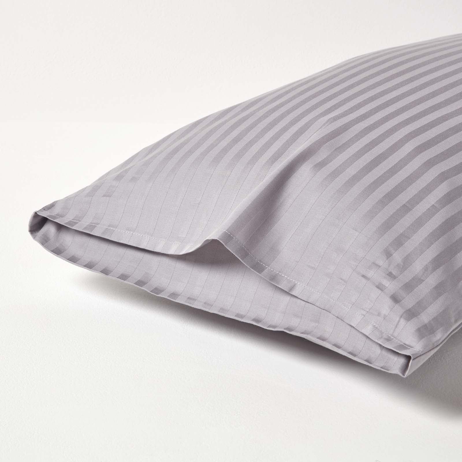 Egyptian Cotton Satin Stripe Housewife Pillowcase 330 Tc | King Pillow Case | Grey