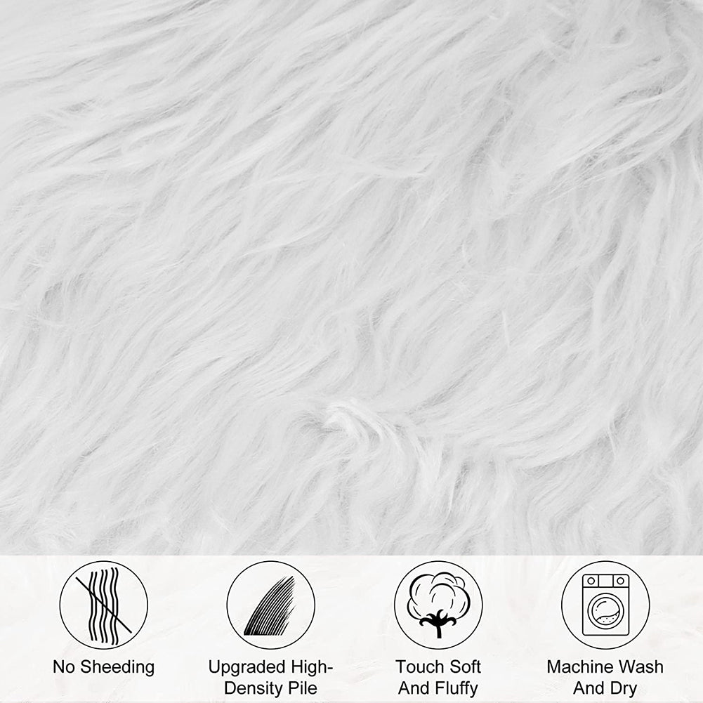 Faux Fur Sheepskin Rug | White
