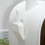 Cat Litter Box W/ Hood, Scoop, Filter, Flap Door | White