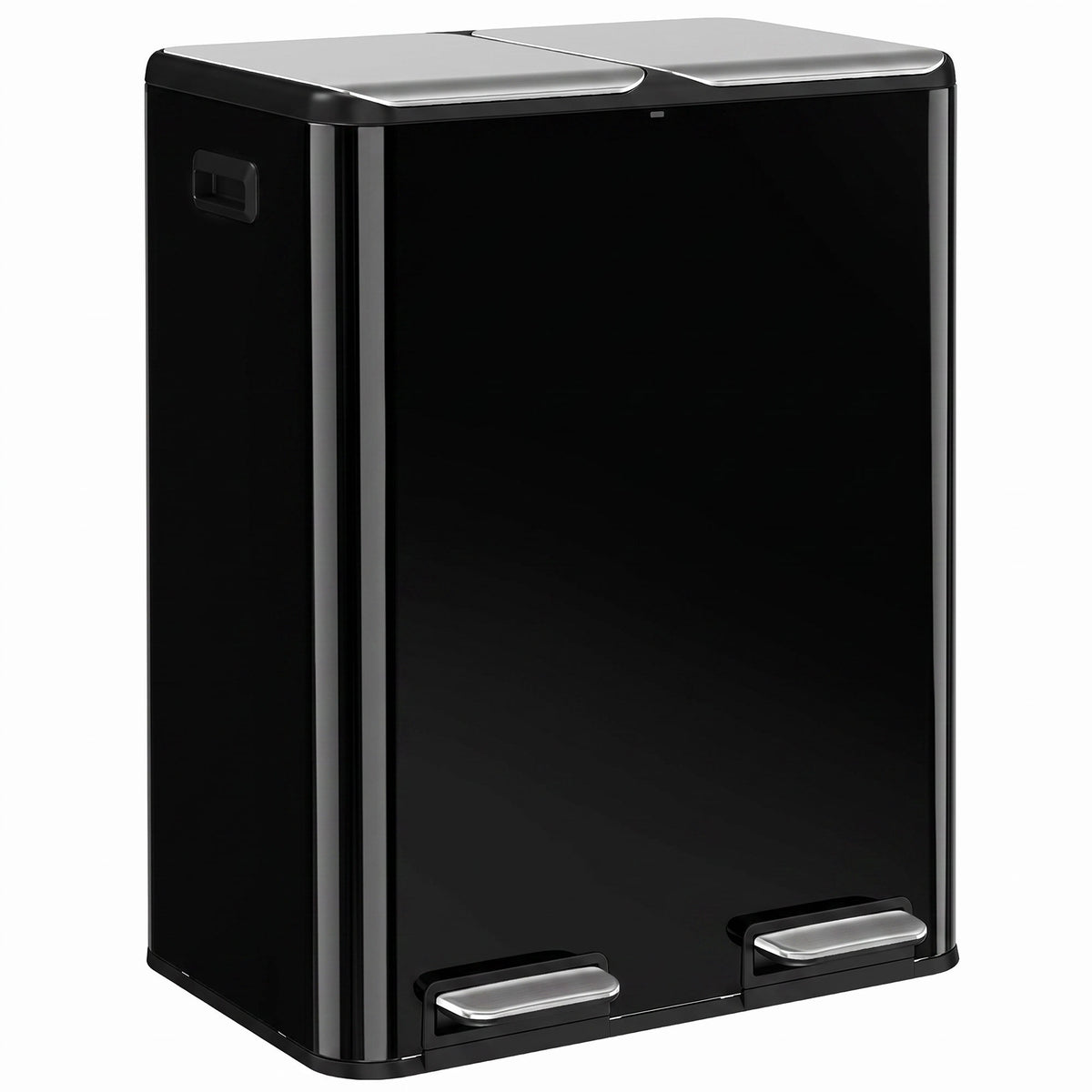 2x30l Kitchen Bin, Stainless Steel Recycling Bin | Black
