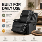 Manual Recliner Sofa 1 Seater Faux Leather | Black