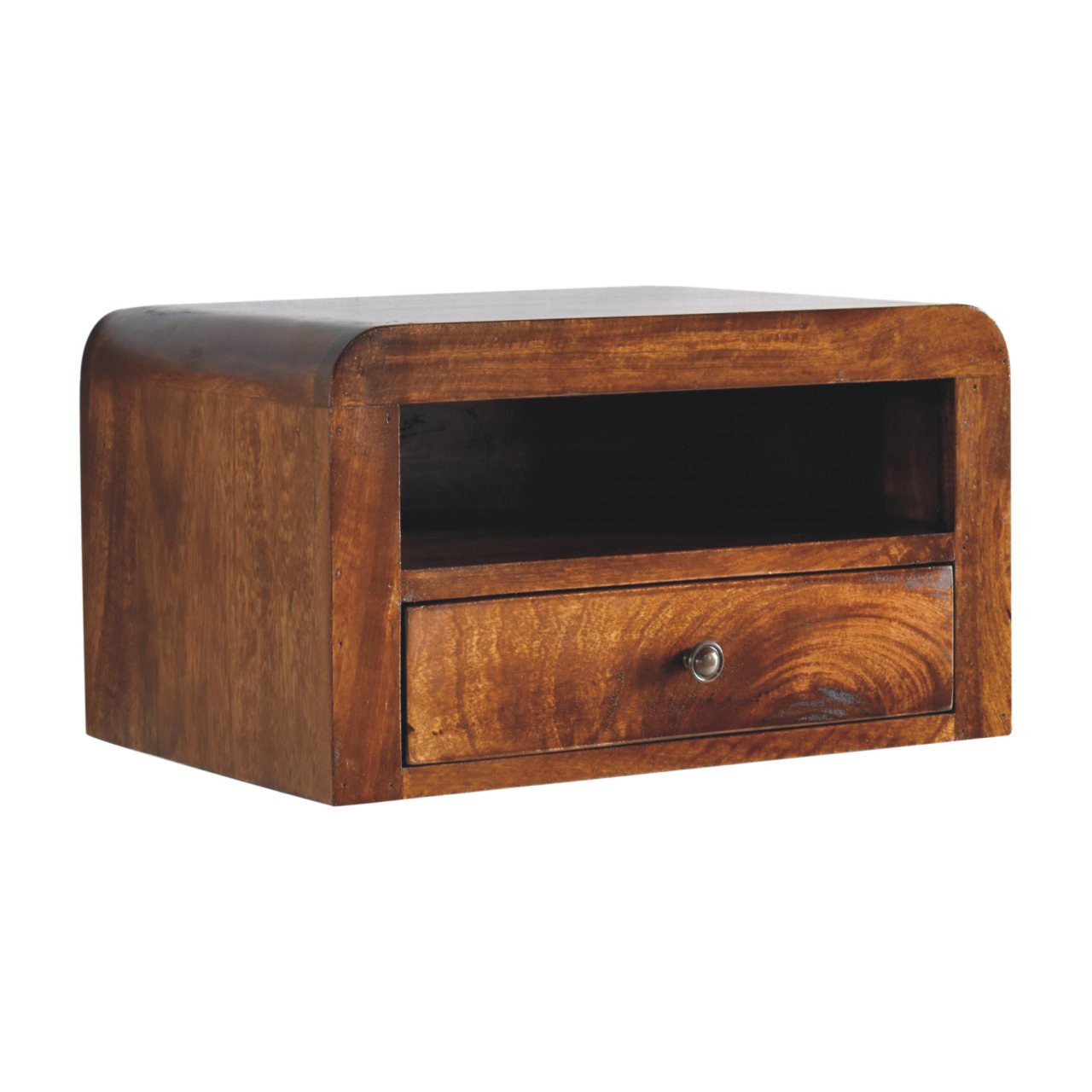 Solid Wood Chunky Chestnut 1 Drawer Wall Mounted Nightstand