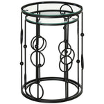 HOMCOM Set Of 2 Nesting Coffee Table, Side Tables With Glass Top, Black