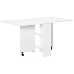 Mobile Drop Leaf Dining Table Folding Desk W/wheels  Shelves | White