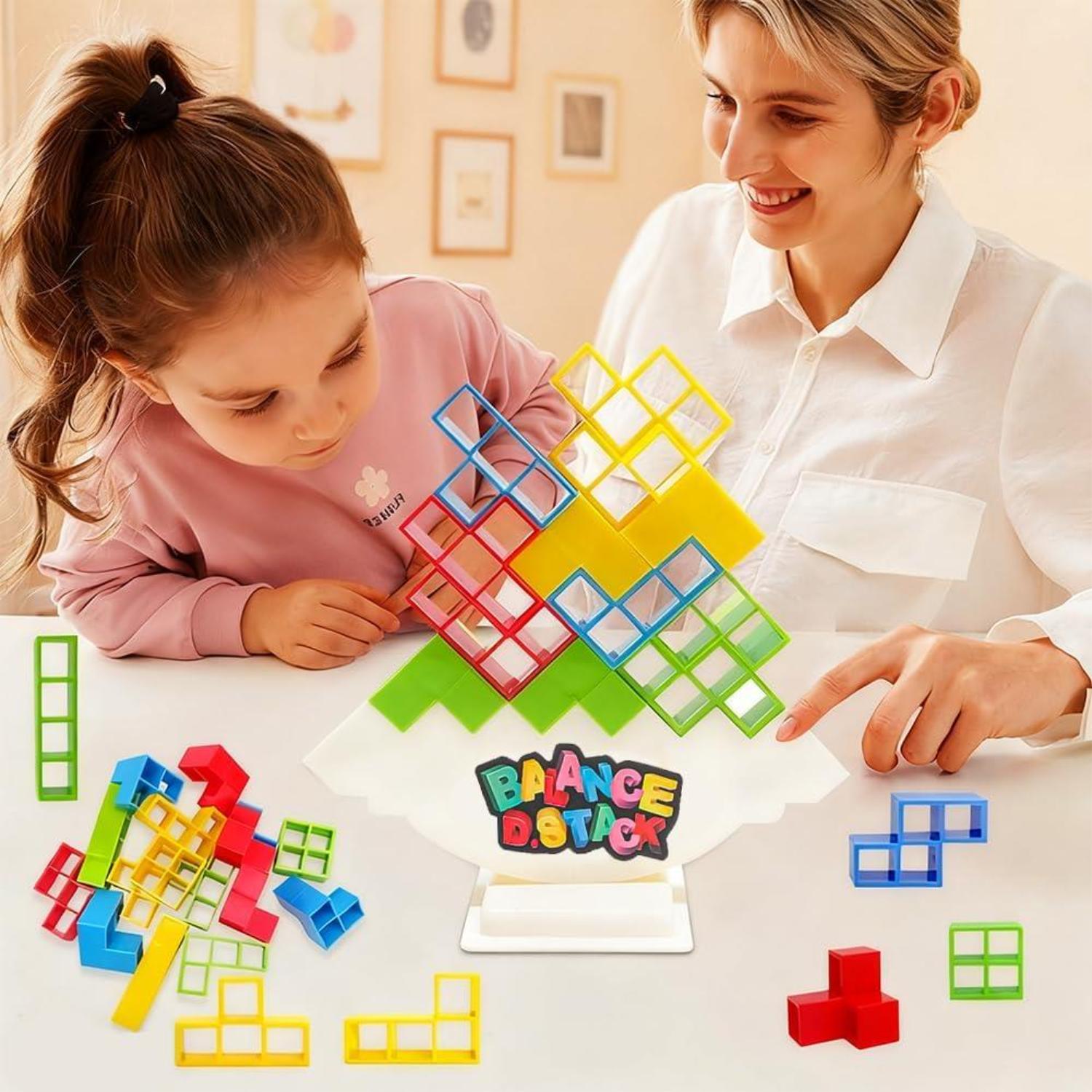 Dyzi Balance Tower Stacking Game 73 Piece Family Tabletop Toy Set