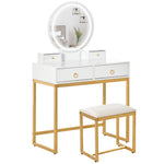 HOMCOM Dressing Table Set Vanity Desk With Led Mirror & Stool