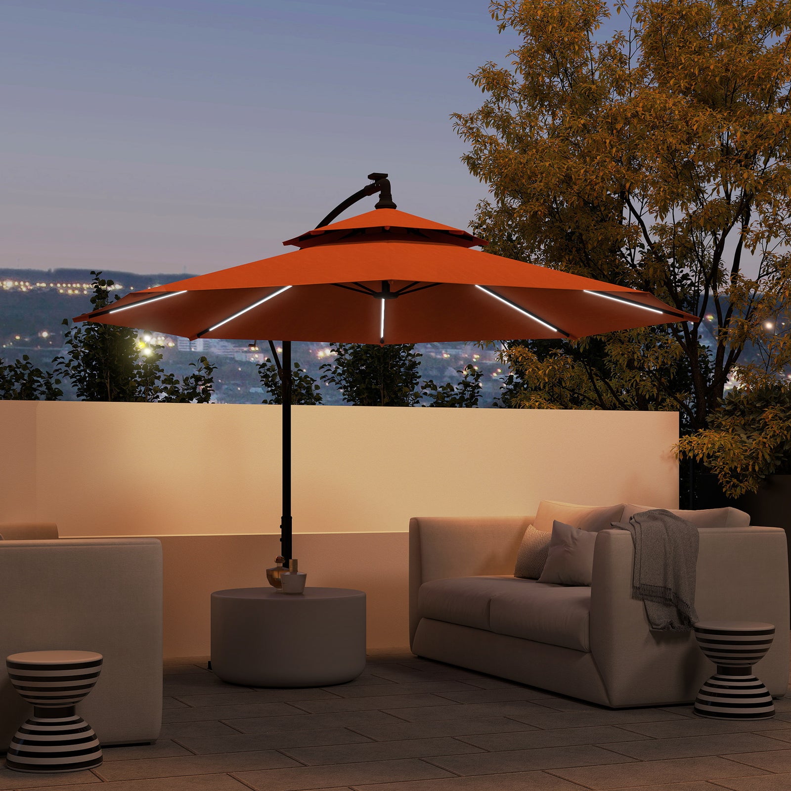 3m Cantilever Banana Parasol, Double Roof