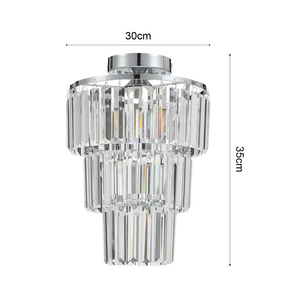 Modern 3-circle Crystal Chandelier Chrome Flush Mount Ceiling Light Droplet Crystal Shade Led Fixture