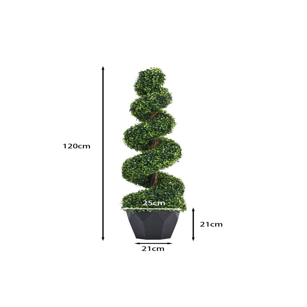 2 Pack Artificial Topiary Spiral Boxwood Tree Fake Plant
