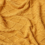 Cable Knit Diamond Pattern Cotton Throw | 150cm x 200cm | Mustard