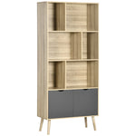 Freestanding Bookshelf With Bottom Cabinet And 6 Shelves