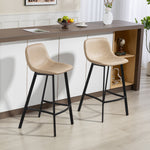 Bar Stools Set Of 2, Bar Chairs With Back And Steel Legs | Brown