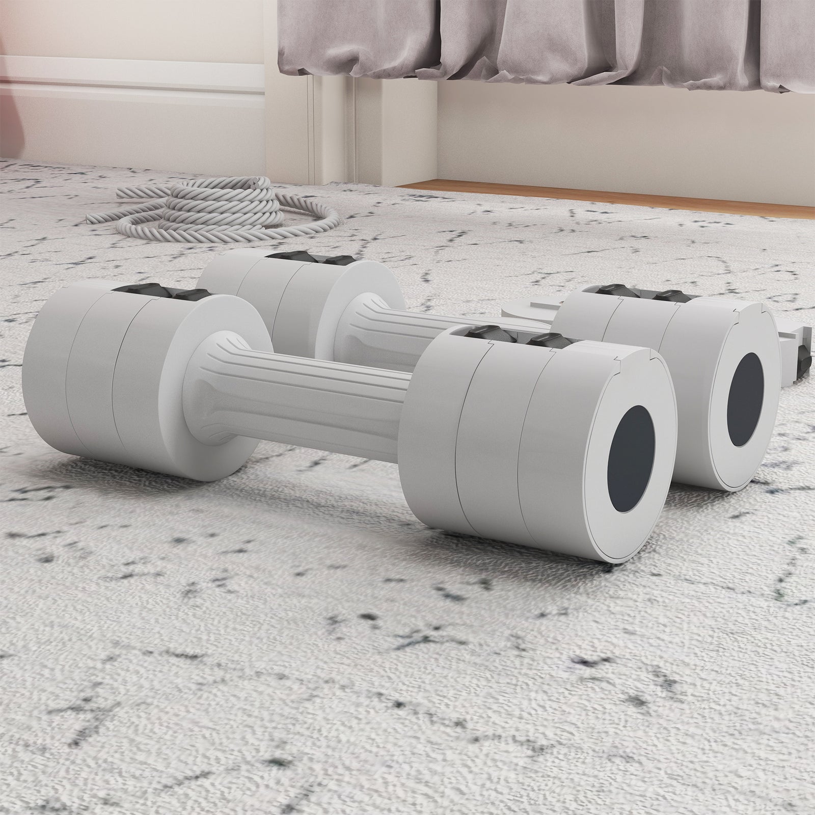 Adjustable Dumbbells Set Fast Adjust And Compact | White