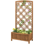 Outsunny Wooden Planter With Trellis, Raised Bed For Garden, Brown