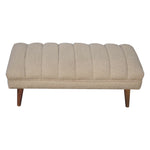 Solid Wood Cream Boucle Puffer Bench