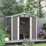 7 X 4ft Metal Garden Shed W/ Double Doors Gloves | Light Grey