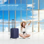 56x45x25cm Hard Cabin Suitcase - Lightweight 2-Wheel ABS Carry On Hand Luggage | Cabin | Navy Blue