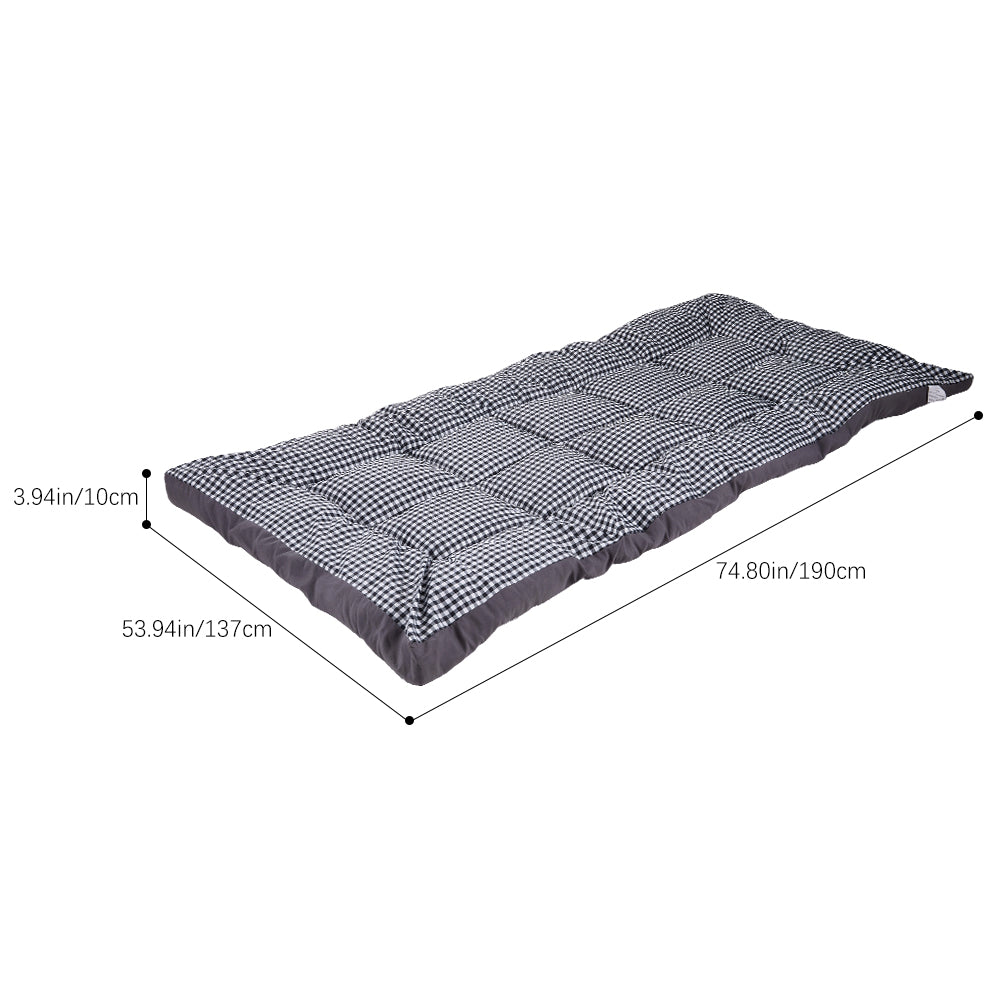 Quilted Mattress Topper With Thick 10cm Padding – Soft Brushed Fabric, Breathable Support & Secure Fit Straps | Double | Checkered